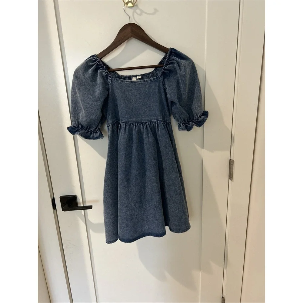Washed Denim Short Sleeve Dress Girls Size 10 Dillards Evolutionary Summer - Picture 3 of 10